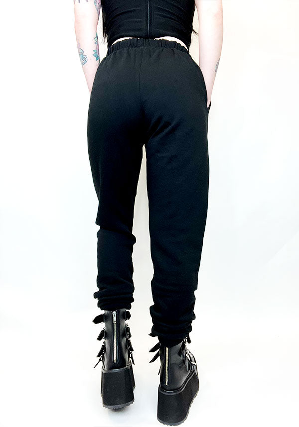 Luxurious Black Widow-Inspired Spider Web Print Joggers
