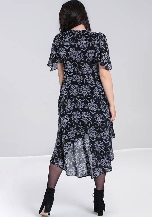 Enigmatic Lost Whispers Printed Chiffon Gothic Dress