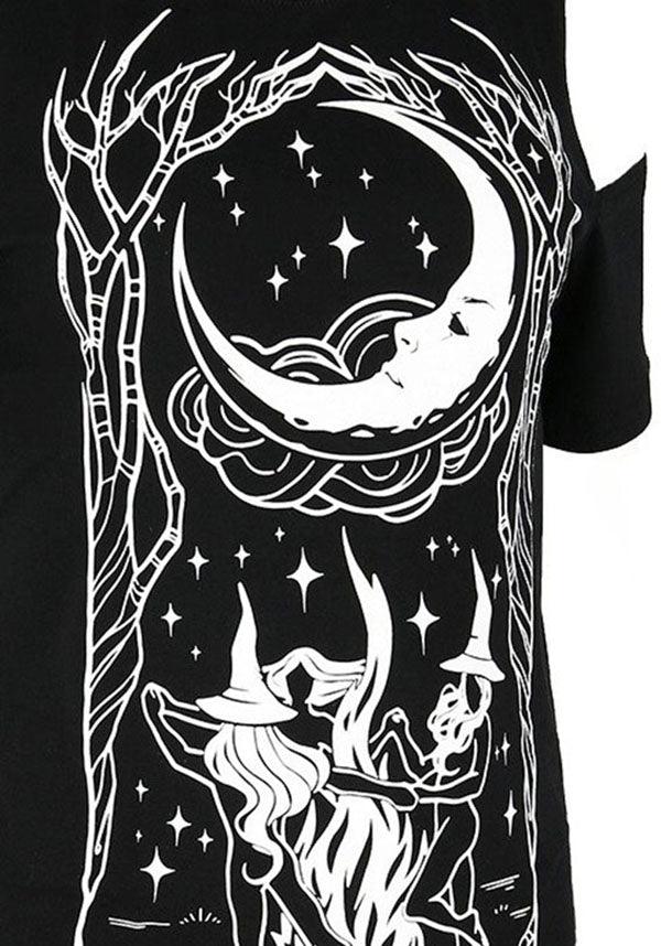 Cool Cold Shoulder Witches Chant Black T-Shirt for Fashionable Folks
