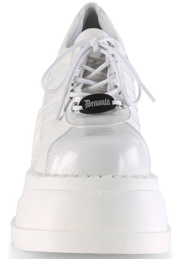 PREORDER - White STOMP-08 Wedge Platform Lace-Up Oxford Shoes