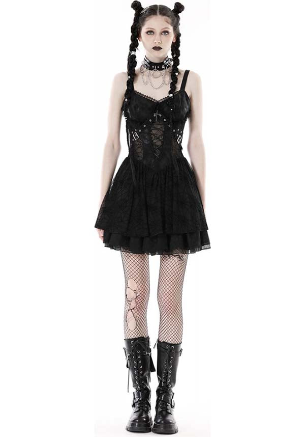 Edgy Punk Style Spider Mesh Women's Dress