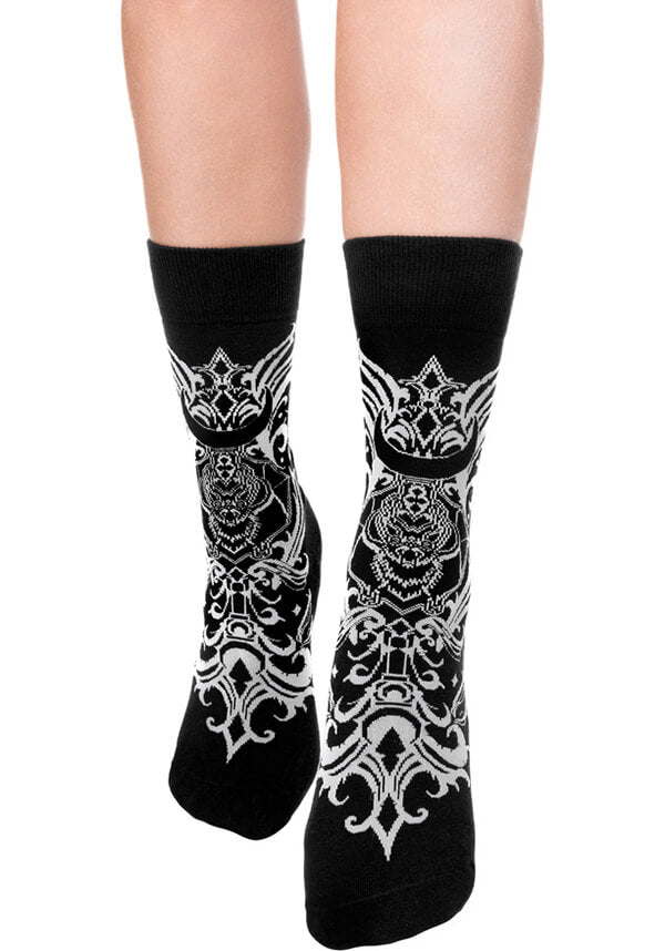 Restyle Gothic Bat Baroque Jacquard Socks for Fashionable Feet