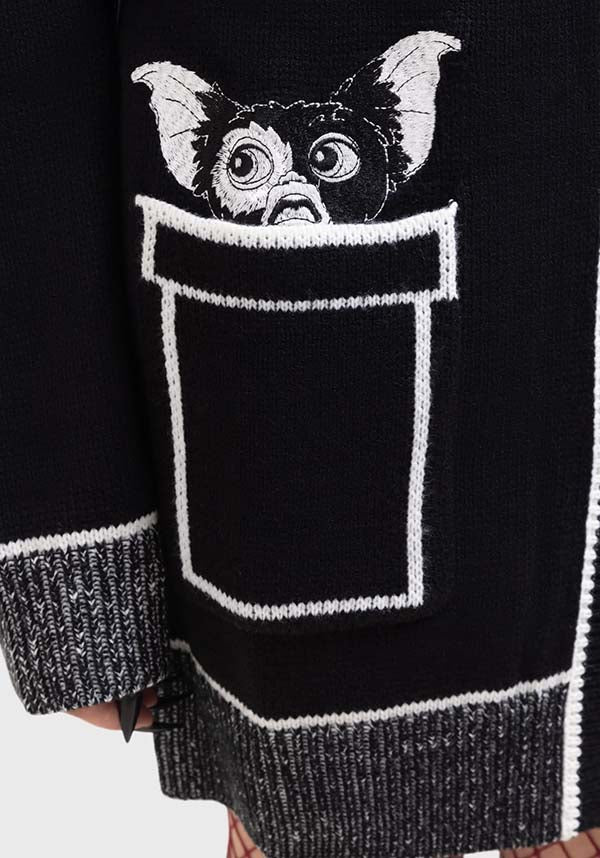Oversized Gremlins Licensed Stretch Knit Pocket Gizmo Cardigan