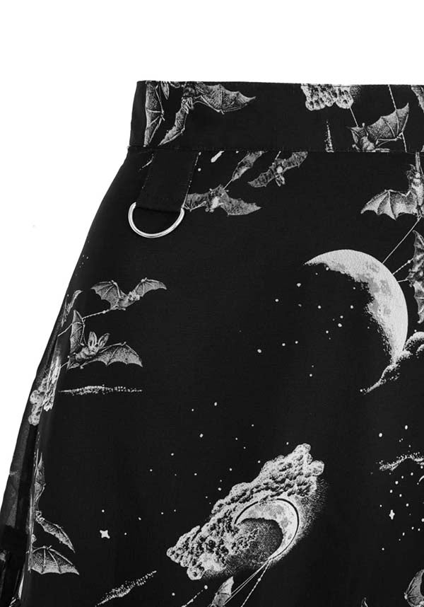 Hell Bunny's Enchanting Night Sky Printed Chiffon Mini Skirt