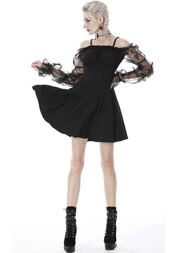 Gothic Lacey Off-Shoulder Dress with Corset Back