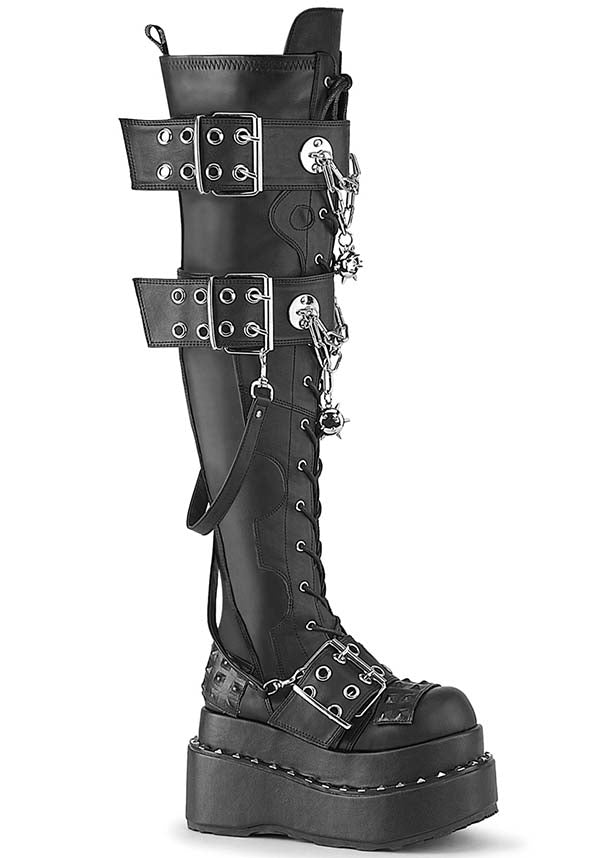BEAR-316 Black Platform Over-The-Knee Boots for Alternative Fashion (Preorder)