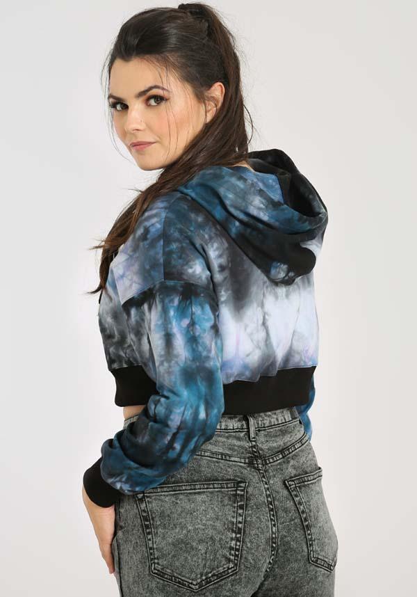 Navy Blue Tie - Dye Cropped Hell Bunny Hoodie for Relaxed Days