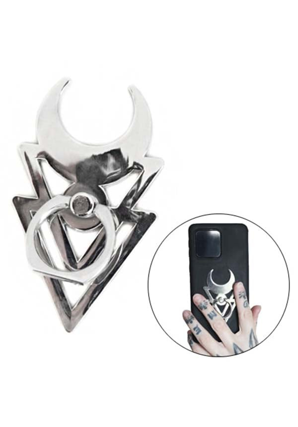 Mystical Lunar Triangle Phone Ring Holder for Spiritual and Practical Use