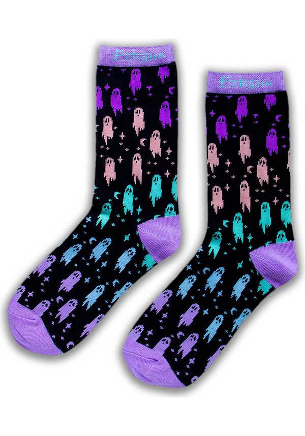 Colorful Rainbow Ghost Crew Socks for All
