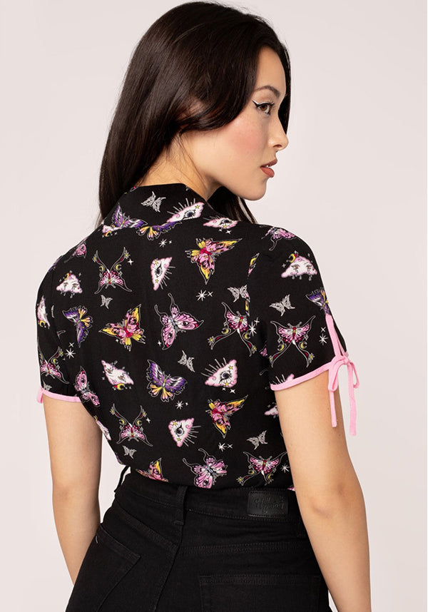 Hell Bunny Kocho Gothic Celestial Button-Up Women's Top
