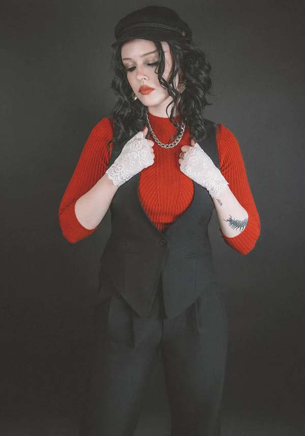 Lively Ghosts' Fashionable Jigsaw Black Vest for the Stylish