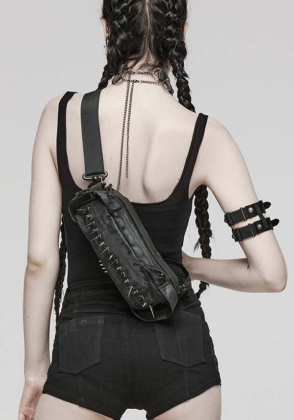 Punk Rave Maeve Durable Nylon Techwear Gothic-Inspired Sling Bag