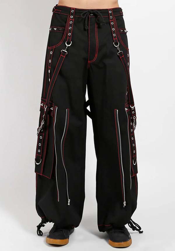 DarkStreet Authentic Back Up Skull Print Pants with Red Stitch in Black Color