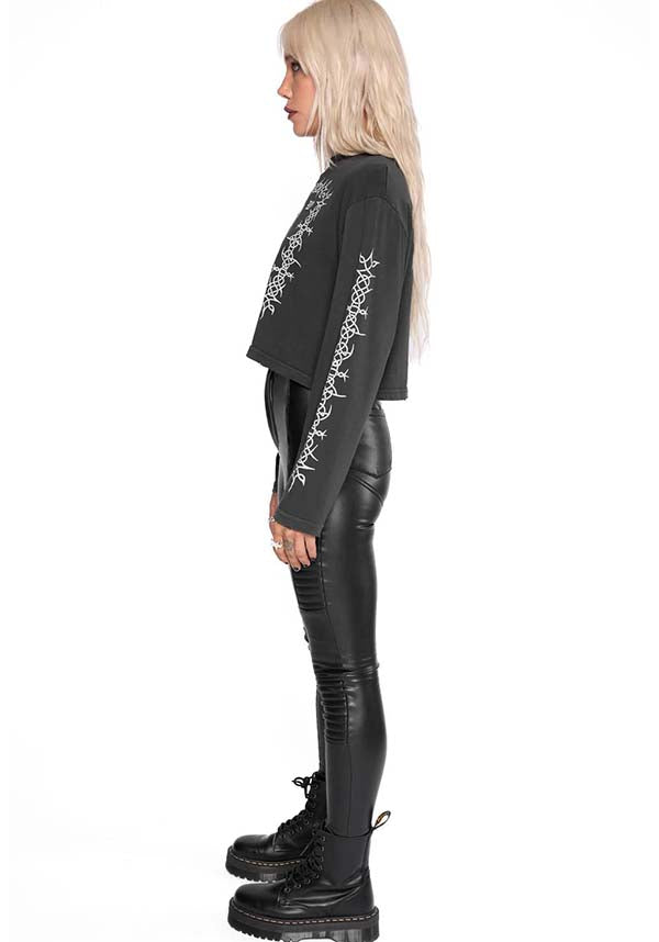 Sanctum Vintage Long Sleeve Cropped T-Shirt for a Vintage Look