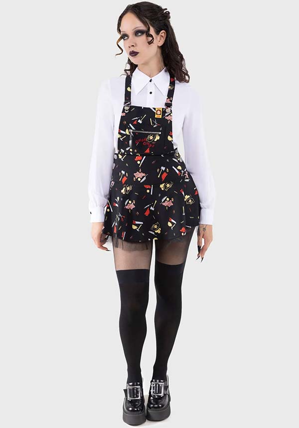 Playtime Chucky Print Pinafore Dress with Unique Features