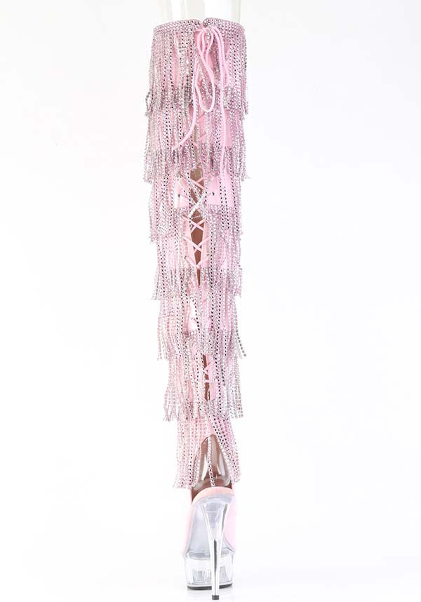 PREORDER: Baby Pink Holo DELIGHT-3017HG-RSF Thigh High Boots