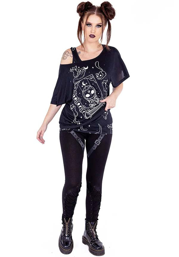 Enchanting Kitty Spellbook Fashion Top for Alternative Style Lovers