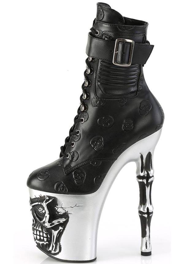 PREORDER - RAPTURE-1020STR-02 Platform Boots in Black Faux Leather