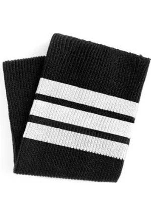Ultra-Soft Black and White Striped Thigh High Socks for Plus Sizes