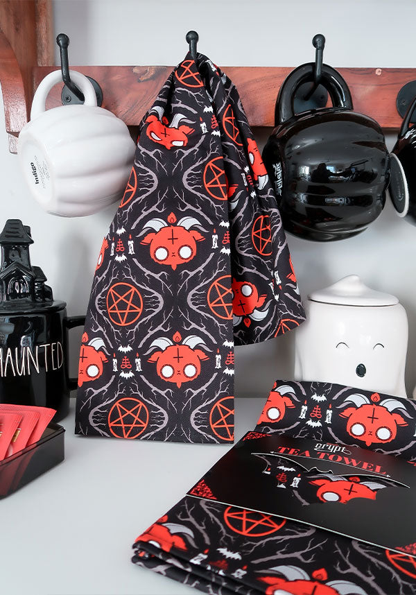 Baphomet Design Gothic Tea Towel for Kitchen Use