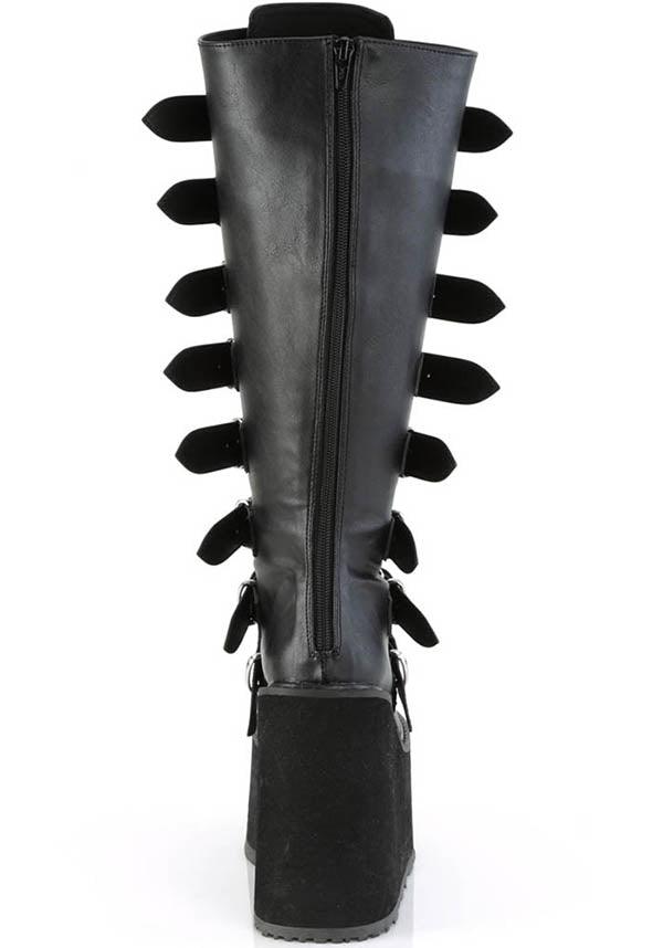 PREORDER: Black SWING-815WC Wide Calf Platform Knee High Boots