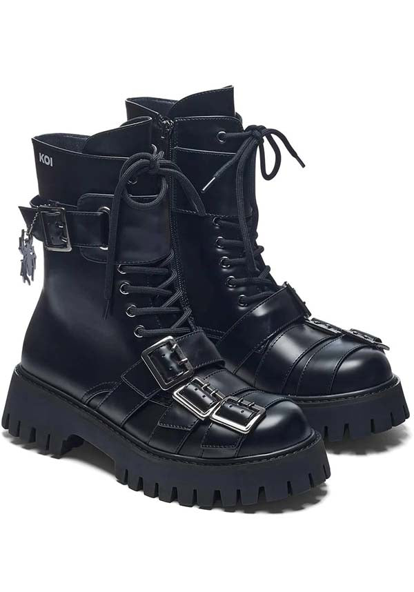 The Enigmatic Curse Of The Black Widow Gothic Style Boots by Koi Footwear