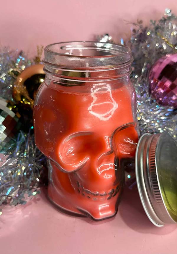 Persephone Grapefruit Scented Skull Jar Soy Wax Candle with Adventurine