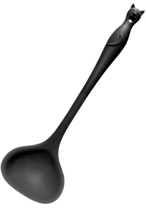 Charming Black Cat-Handled Kitchen Ladle for Perfect Cooking