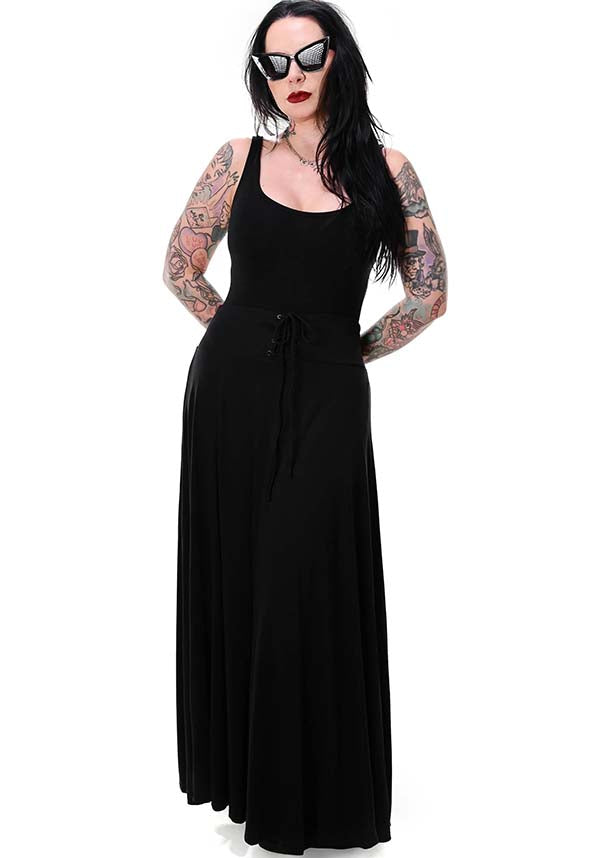Foxblood's Soft Stretch Modal Lace Up Maxi Skirt