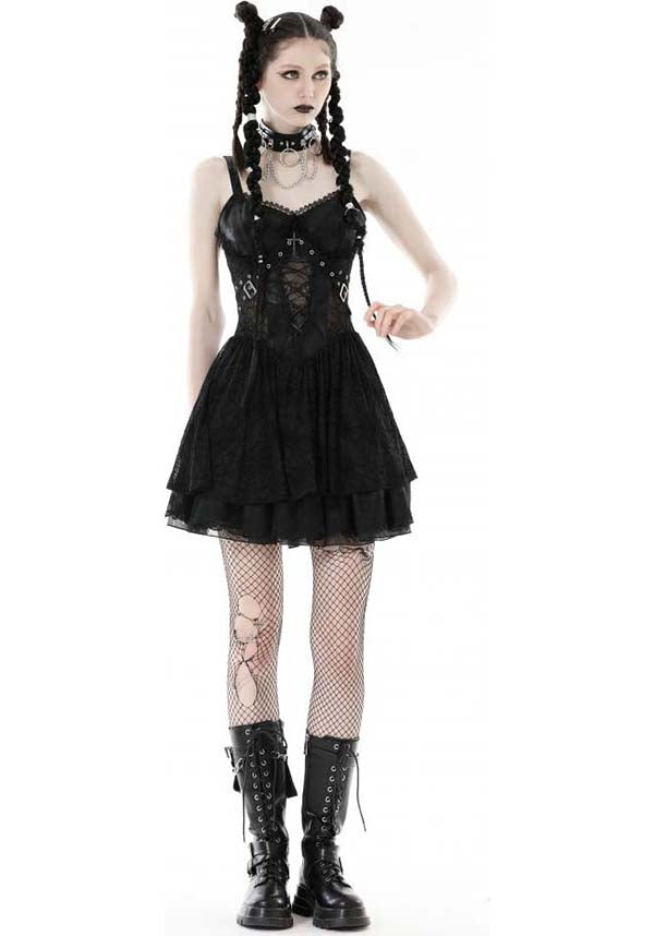 Edgy Punk Style Spider Mesh Women's Dress