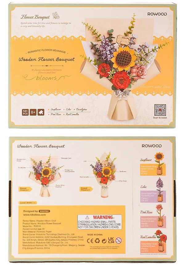 Rolife Preservable 3D Wooden Flower Bouquet Puzzle for Home Decoration