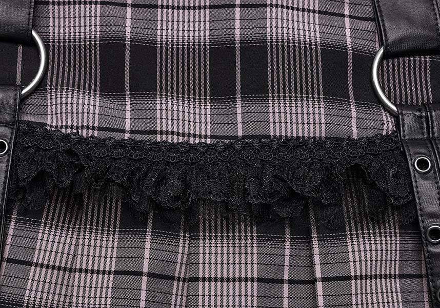 Quinn Baby Pink and Black Tartan Mini Skirt for Women - A Playful Fashion Statement