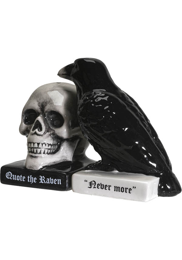 Edgar Allan Poe Inspired Raven Skull Salt and Pepper Shaker Set