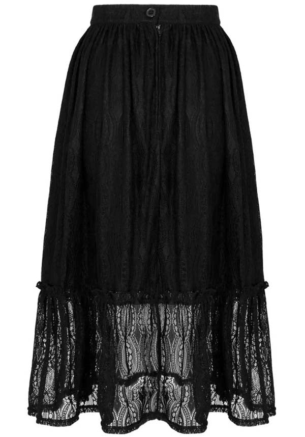 Hell Bunny Rhea Midi Lace Skirt with Black Stripes for Vintage and Gothic Styles