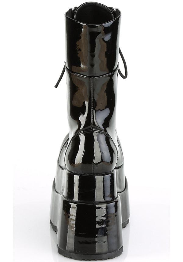 BEAR-265 Black Patent Leather Mid-Calf Platform Lace-Up Boots - Preorder