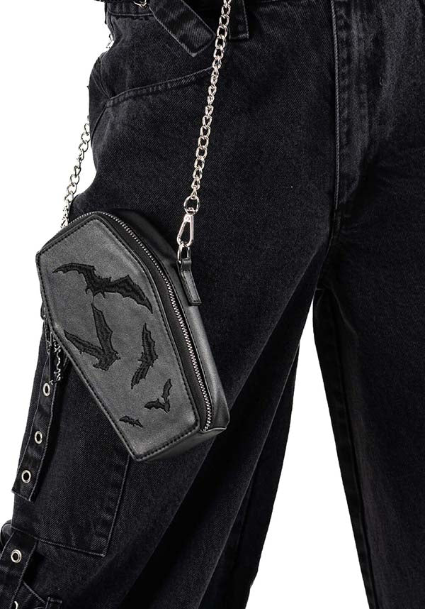 Gothic Style Bat Coffin Shaped Mini Handbag