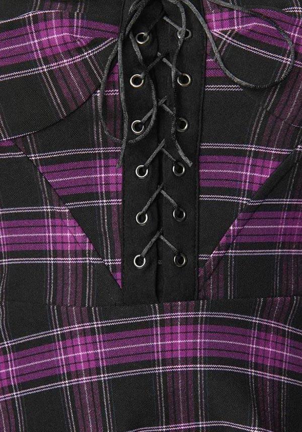 Purple Plaid Flare Style Women's Dress