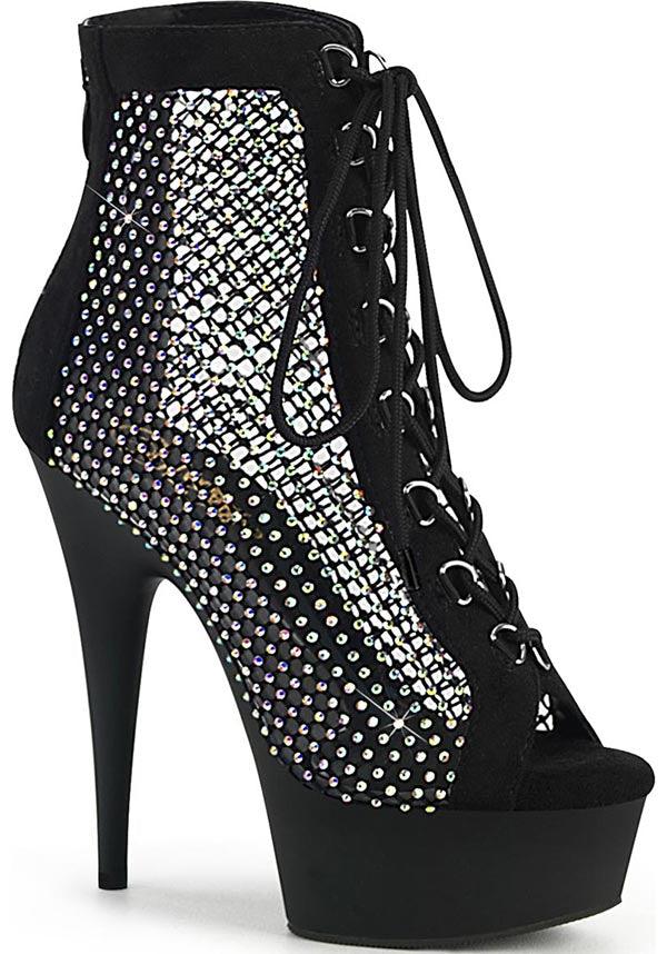 PREORDER! DELIGHT-600-33RM Black Faux Suede Platform Heels