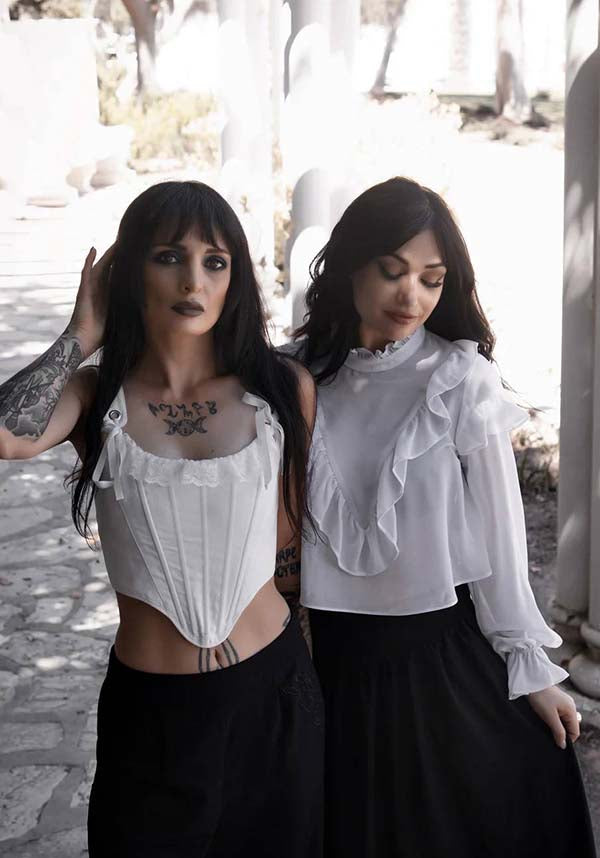 Vintage-Inspired Phantasm Long Sleeve Chiffon Top