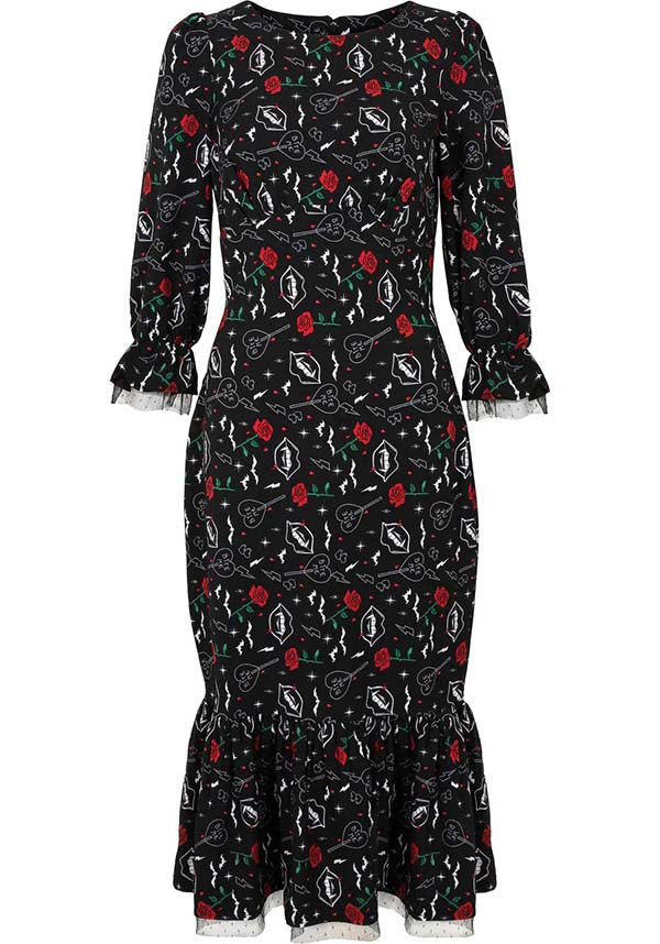 Hell Bunny's Enchanting Lilith Black Maxi Dress for Alternative Fashion Lovers