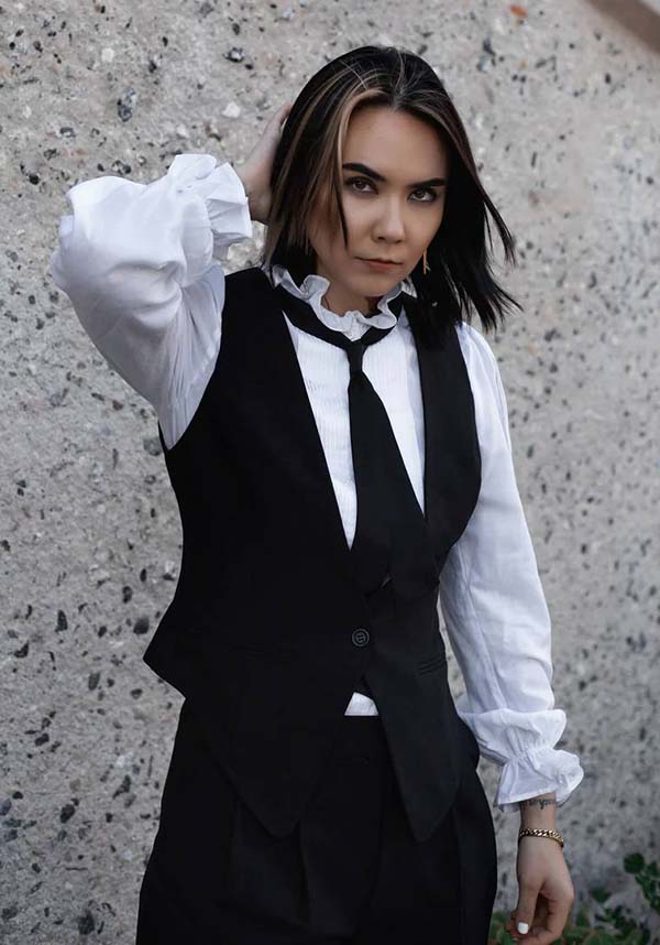 Lively Ghosts' Fashionable Jigsaw Black Vest for the Stylish