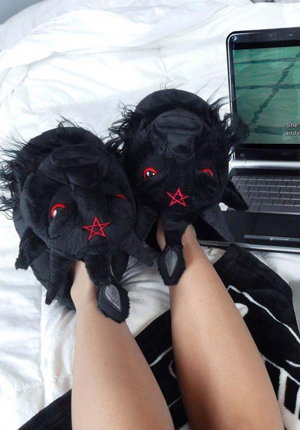 Dark Lord Soft Fleece Cozy Slippers with Horns and Ears