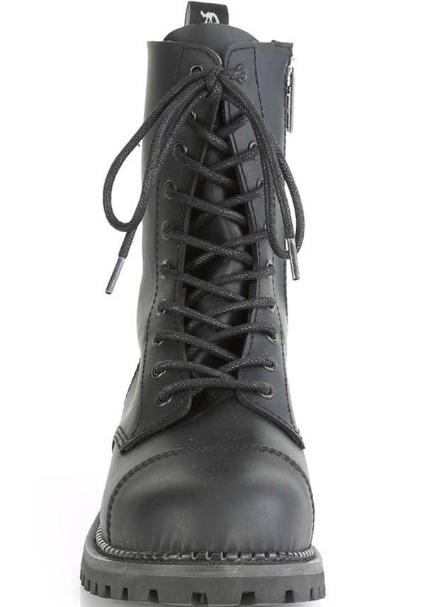 Demonia RIOT-10 Black Lace-Up Ankle Boots - Pre-Order Available