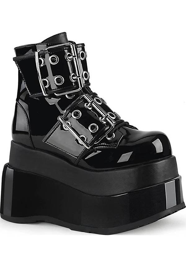 BEAR-104 Black Patent Platform Ankle Boots - Preorder Now