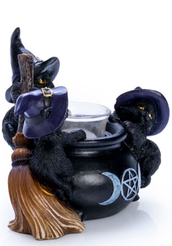 Enchanting Black Cat Themed Tea Light Holder for Decorative Use