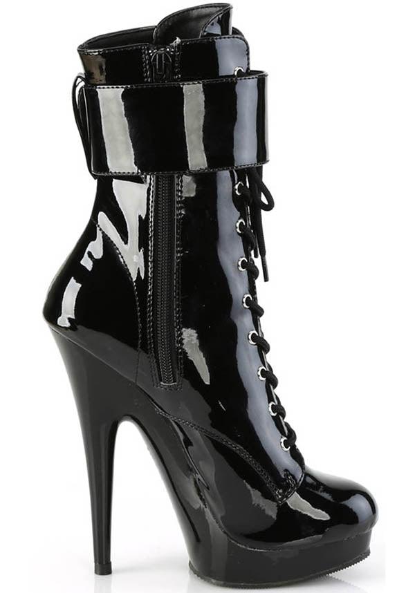 PREORDER - SULTRY-1023 Platform Boots in Stunning Black Patent Leather