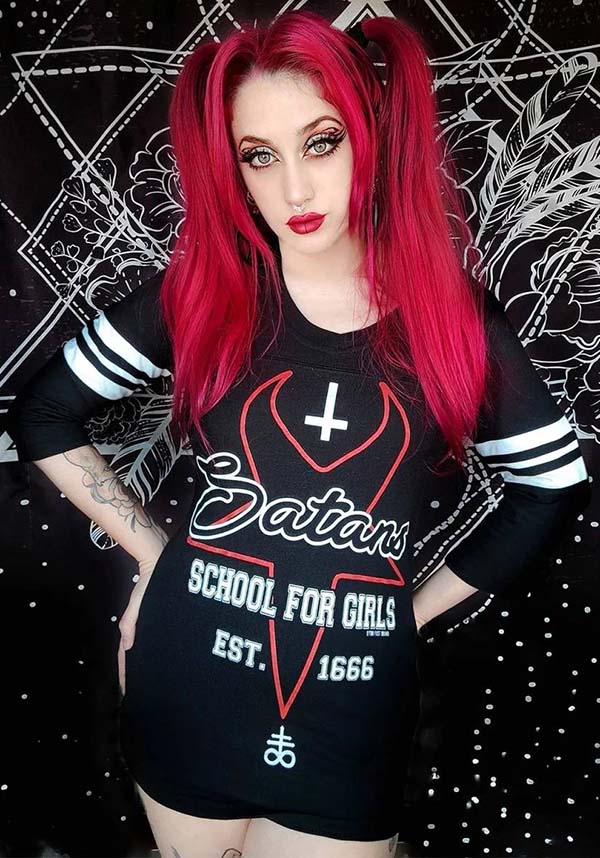 Cool Satan's School for Girls Football T-Shirt with Stylish Design