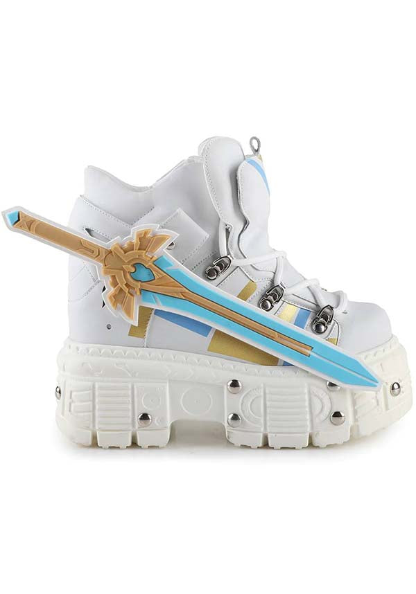 White Mangosteen 08 Platform Combat Sneakers Inspired by Genshin Impact