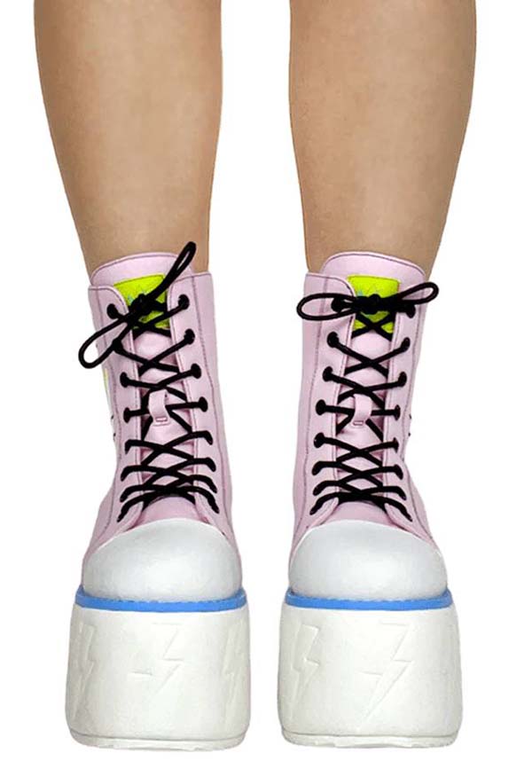 Jolt Pink and Green Platform Sneakers Inspired by Frankie Stein from MONSTER HIGH