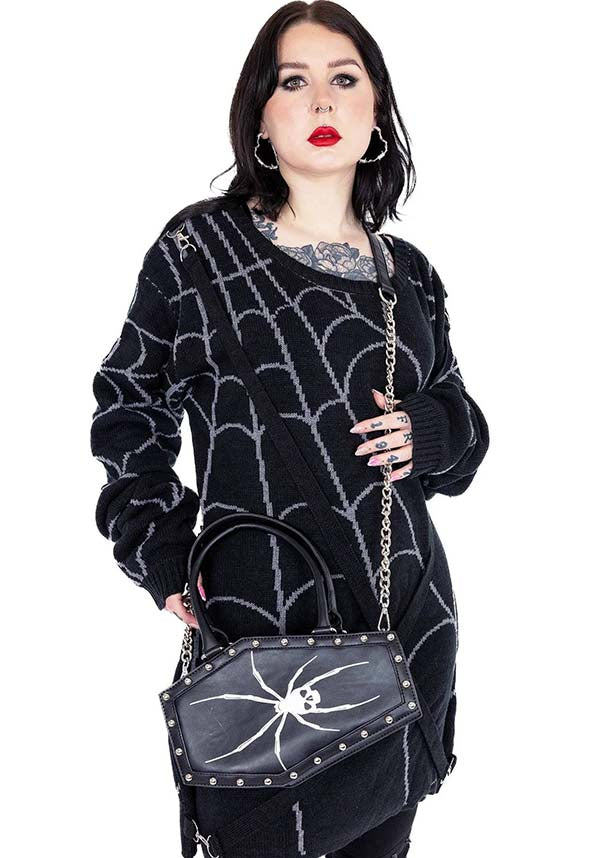 Poizen Industries Widow Maker Gothic Coffin - Shaped Shoulder and Handbag